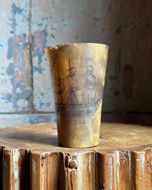 a rare 18th century naval horn beaker - CATEGORY: ANTIQUE MISCELLANEOUS - DATED 18TH CENTURY
