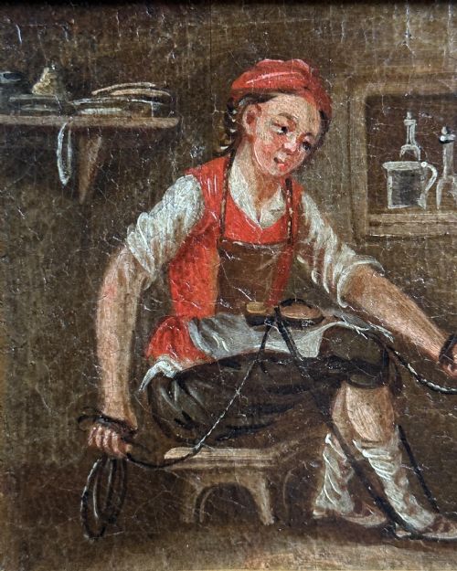 A RARE EARLY 18TH CENTURY PORTRAIT OF A PATTENMAKER - ADDITIONAL PHOTO 3