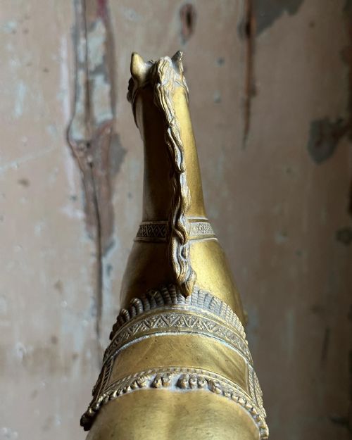 A FINE 18TH CENTURY FRENCH GILT BRONZE REARING HORSE - ADDITIONAL PHOTO 1