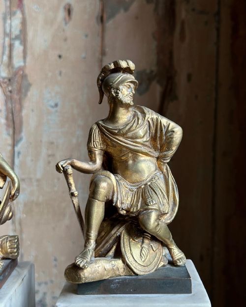 A PAIR OF 19TH CENTURY GILT BRONZE FIGURES OF MARS MINERVA - ADDITIONAL PHOTO 3