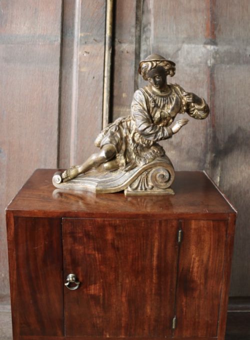 18TH CENTURY GILT BRONZE ANDIRON STATUETTE