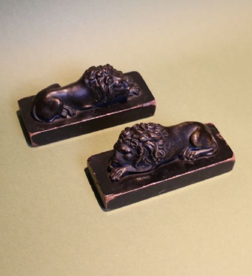 BRONZE PAIR OF CANOVA LIONS