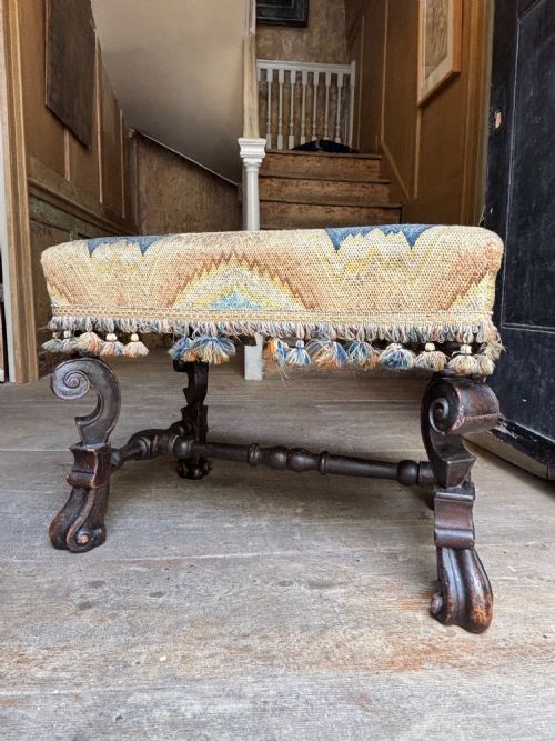 FINE 17TH CENTURY CAROLEAN STOOL OF EXUBERANT BAROQUE FORM
