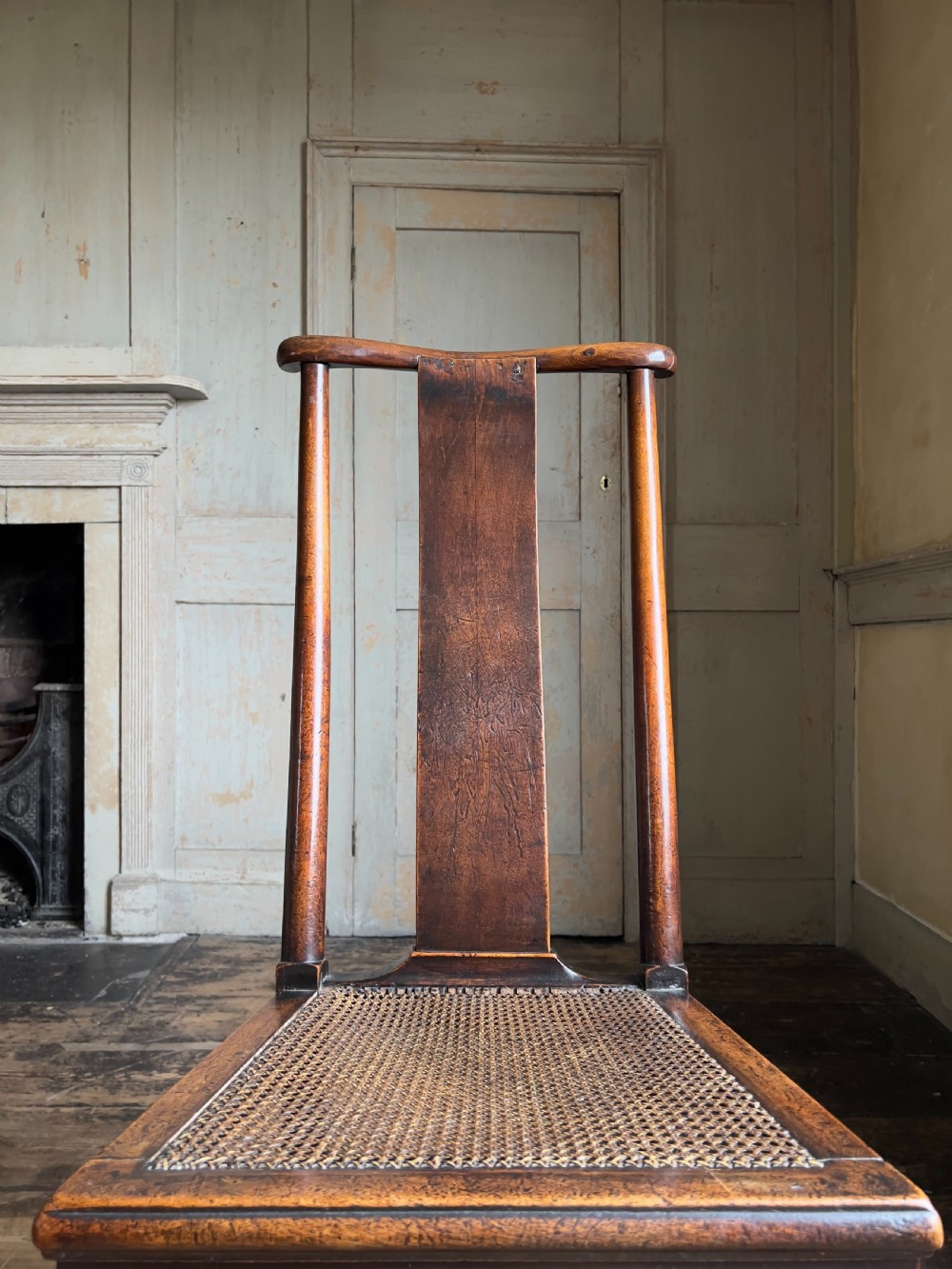 A Queen Anne period walnut caned 