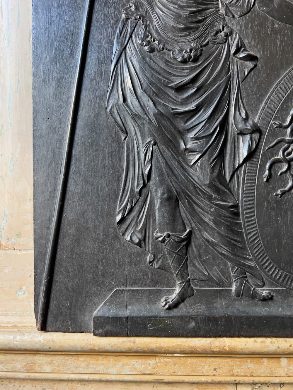 A rare Louis XIV oak chimney board, c.1700 View III