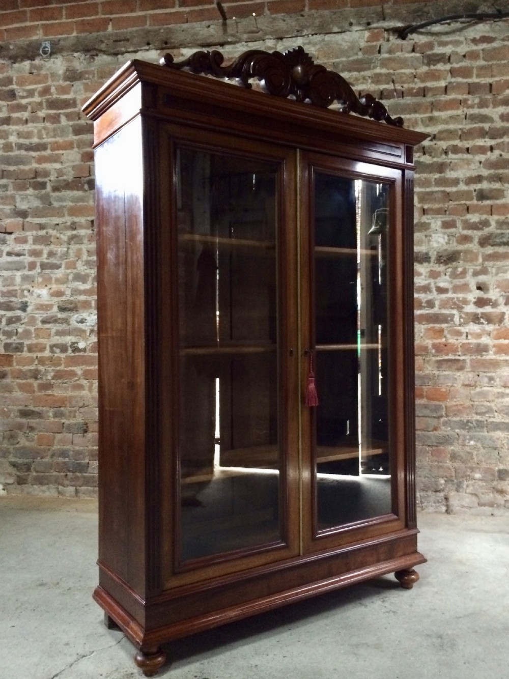 Stunning 19th Century Empire Style Bookcase Glazed Doors Glass