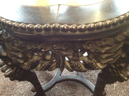 Chinese Hardwood Marble Topped Stand
