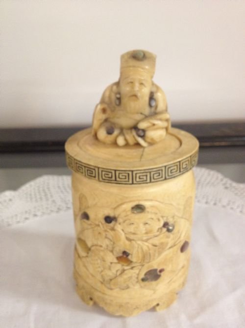 Japanese Meiji Shibayama Box/tusk Vase
