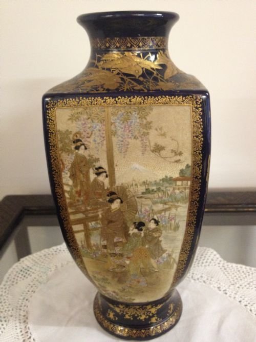 Large Japanese Satsuma Tapered Vase