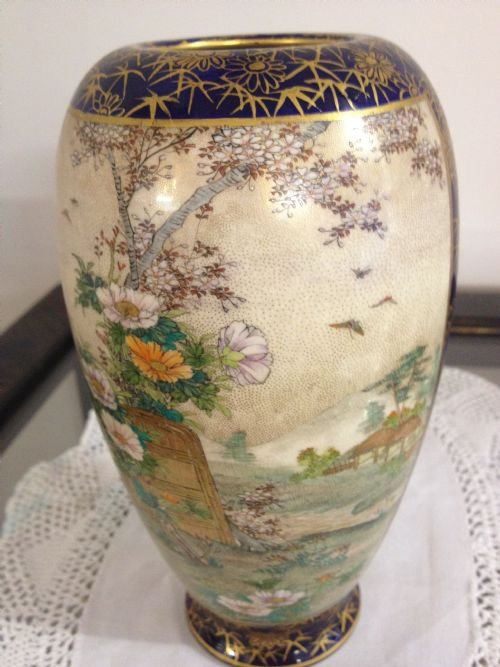 Japanese Satsuma Cylindrical Vase View II