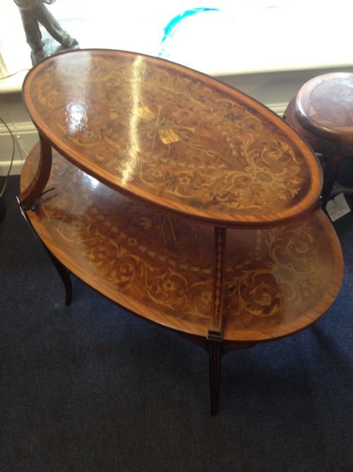 Sheraton Revival Mahogany Inlaid Etagere