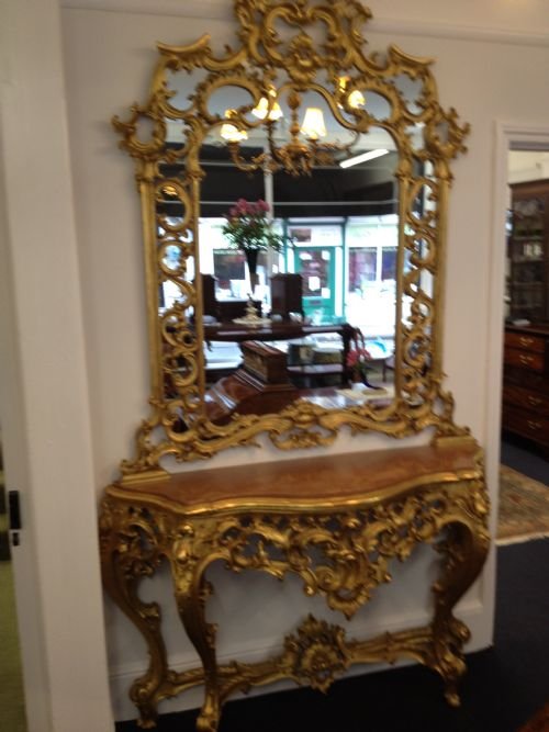 Gilt Consul Tables with Mirrors Both Now Sold