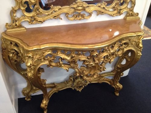  GILT CONSUL TABLES WITH MIRRORS BOTH NOW SOLD  View III