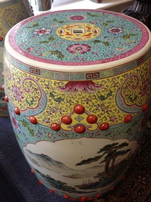 Pair Of Chinese Barrell Garden Seats View V