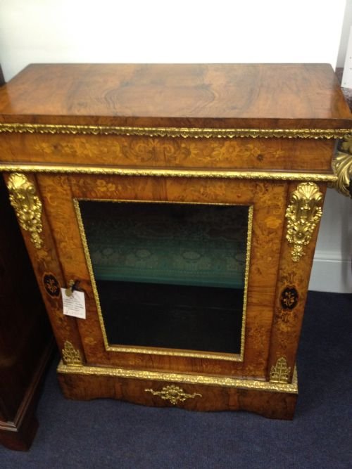 Victorian Walnut Marquetry Pier Cabinet