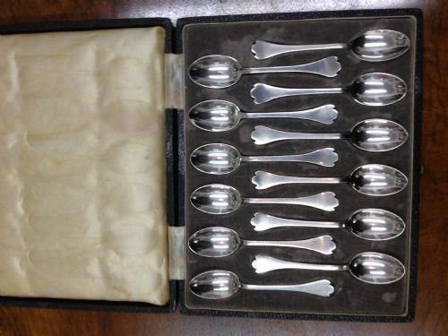 Boxed Set of 12 Silver Coffee Spoons