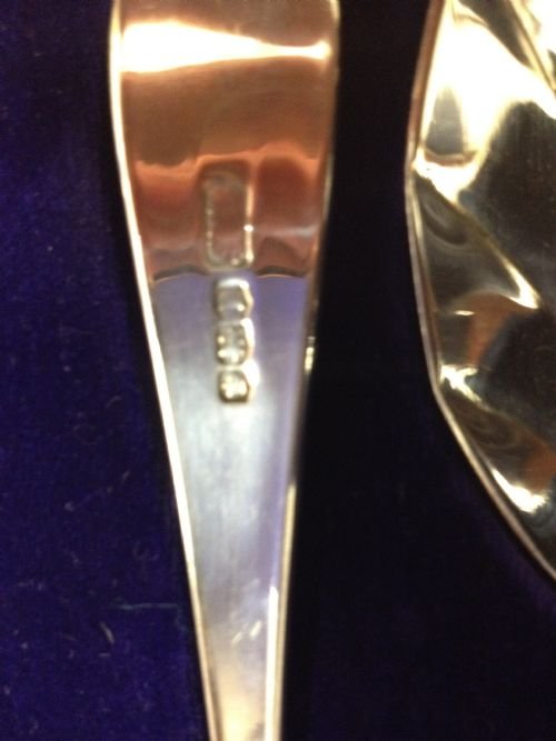 Boxed pair Of Solid Silver Salad Servers View IV