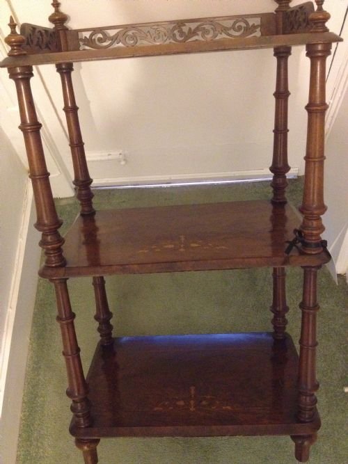 Victorian Walnut Inlaid whatnot View IV
