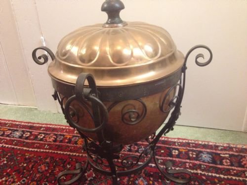 Victorian Art Nouveau Style Copper Log Bin View IV