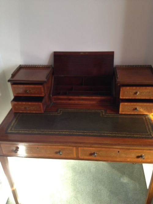 Edwardian Inlaid Mahogany Desk By J.Shoolbred & co View IV