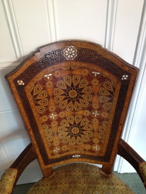 fig 1. Set Of 4 Carved & inlaid Moorish Chairs