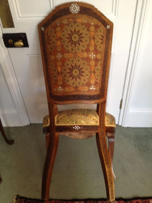 Set Of 4 Carved & inlaid Moorish Chairs View V