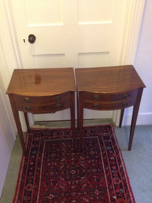 Pair of Bow Fronted Bedside or Lamp Tables