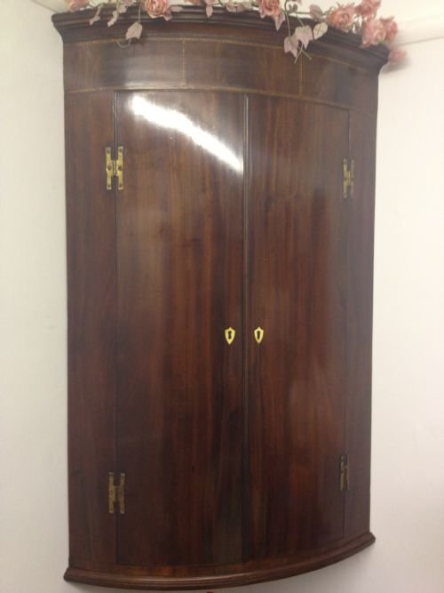Georgian Mahogany Bow Fronted Corner Cupboard