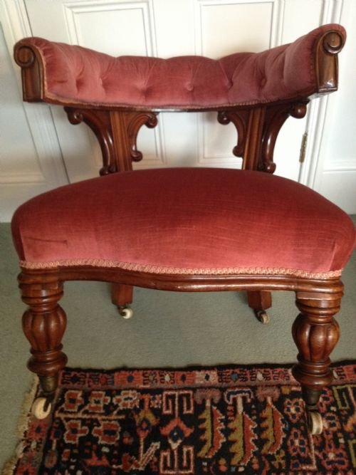 Victorian Mahogany Library Desk Chair View IV
