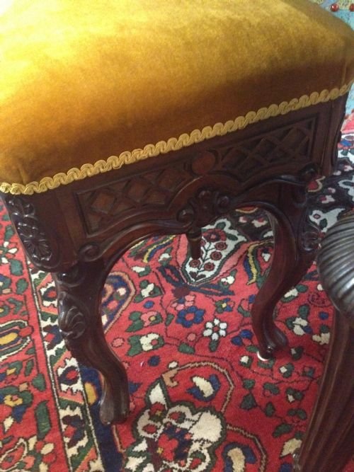Unusual Victorian Walnut Rise & Fall Duet Piano Stool. View III