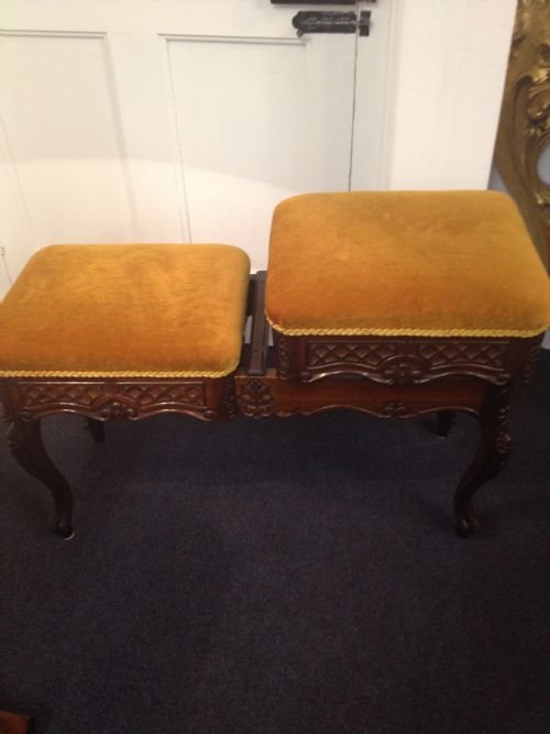 Unusual Victorian Walnut Rise & Fall Duet Piano Stool. View IV