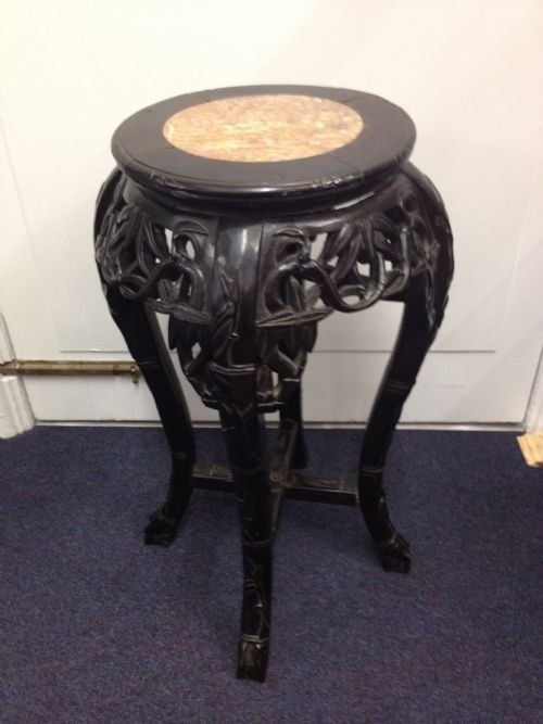 Chinese Hardwood Padouk Marble Inset Stand