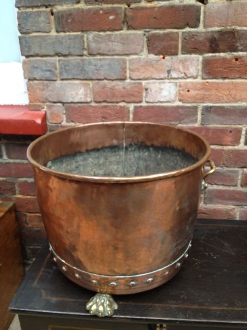 Massive Victorian Copper and Brass Log Bin