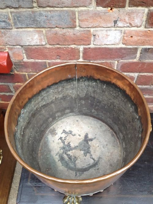Massive Victorian Copper And Brass Log Bin View II