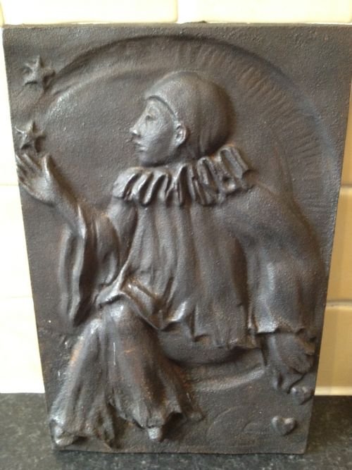 Unusual Heavy Cast Iron Plaque Clown View II