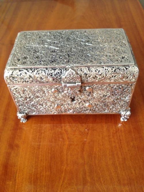 Indian Burmese Heavy Quality Silver Casket