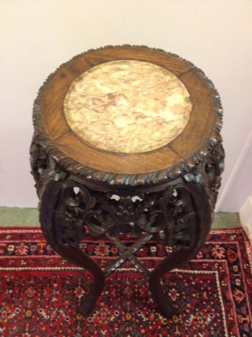 TALL CHINESE HARDWOOD PADOUK STAND  View II