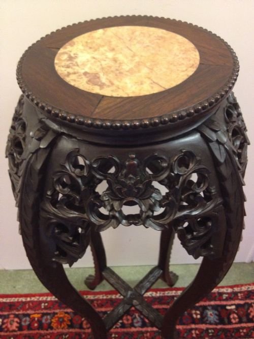 TALL CHINESE HARDWOOD PADOUK STAND View III