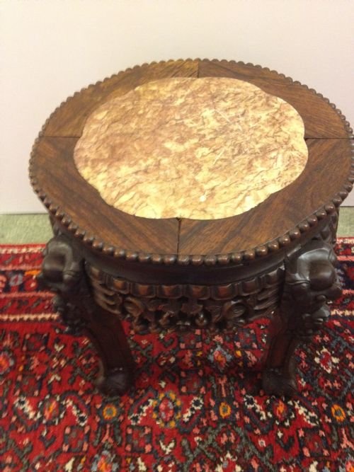 CHINESE CARVED PADOUK STAND View II
