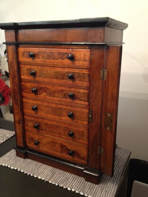 fig 1. MINIATURE VICTORIAN WALNUT WELLINGTON CHEST