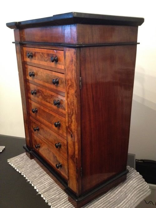 MINIATURE VICTORIAN WALNUT WELLINGTON CHEST View III
