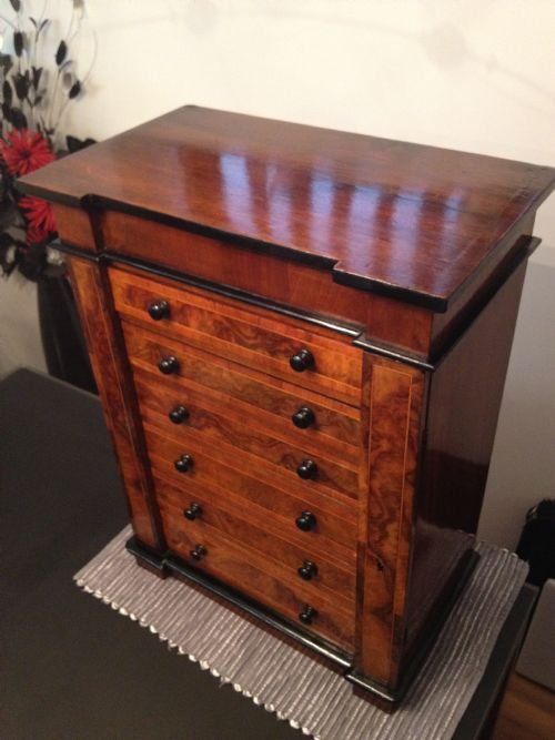 MINIATURE VICTORIAN WALNUT WELLINGTON CHEST View IV