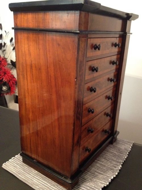MINIATURE VICTORIAN WALNUT WELLINGTON CHEST View V