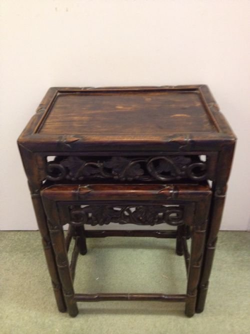 Chinese Hardwood Padouk Nest of Two Tables