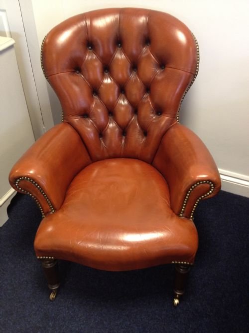 Leather Button Back Bedroom Chair