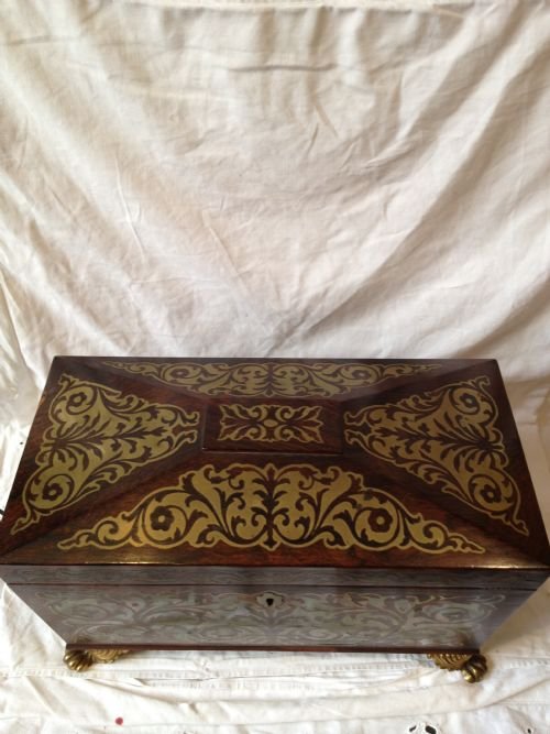 SUPERB REGENCY ROSEWOOD BOULLE TEA CADDY View IV