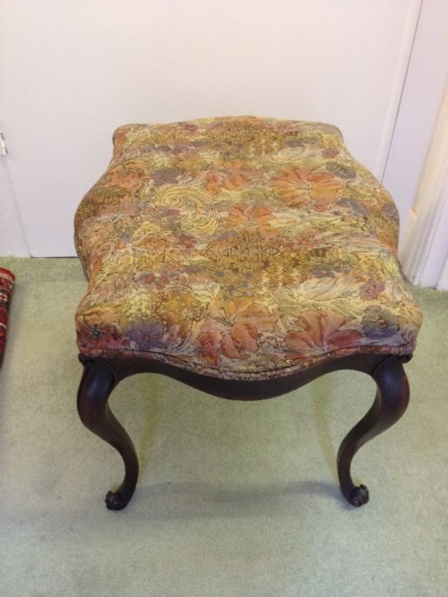 fig 1. VICTORIAN WALNUT CABRIOLE LEG SERPENTINE STOOL