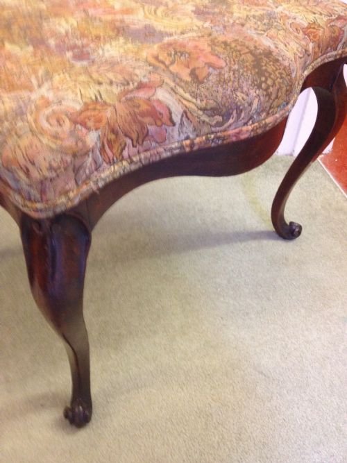 VICTORIAN WALNUT CABRIOLE LEG SERPENTINE STOOL View IV