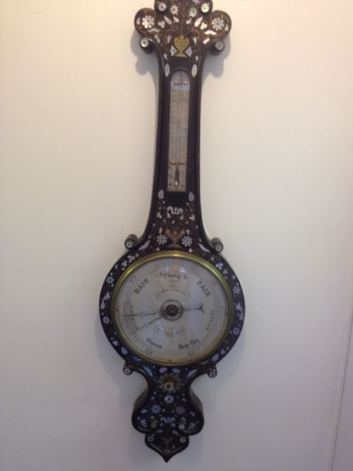 MAGNIFICENT SCOTTISH ROSEWOOD INLAID BANJO BAROMETER  View V