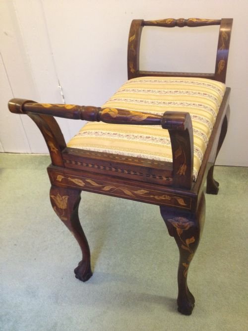 DUTCH WALNUT AND MARQUETRY STOOL View II
